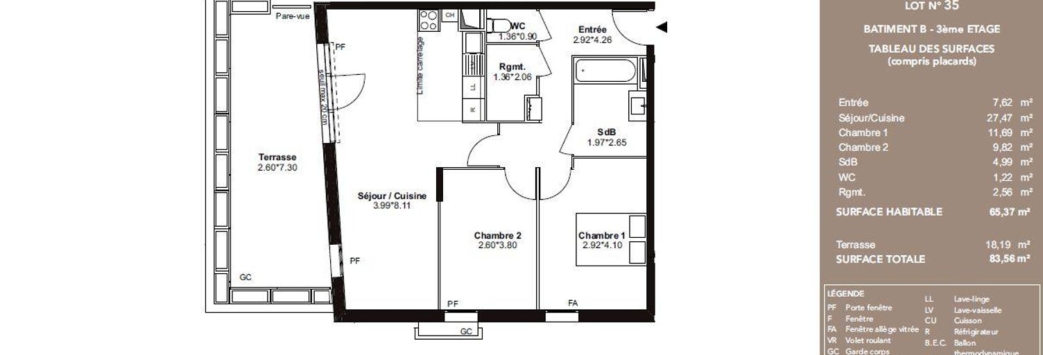 Appartement 3 Pièces 65 m² à vendre à Bruges (33520)