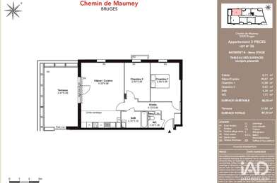 Appartement 3 pièces 297700 €