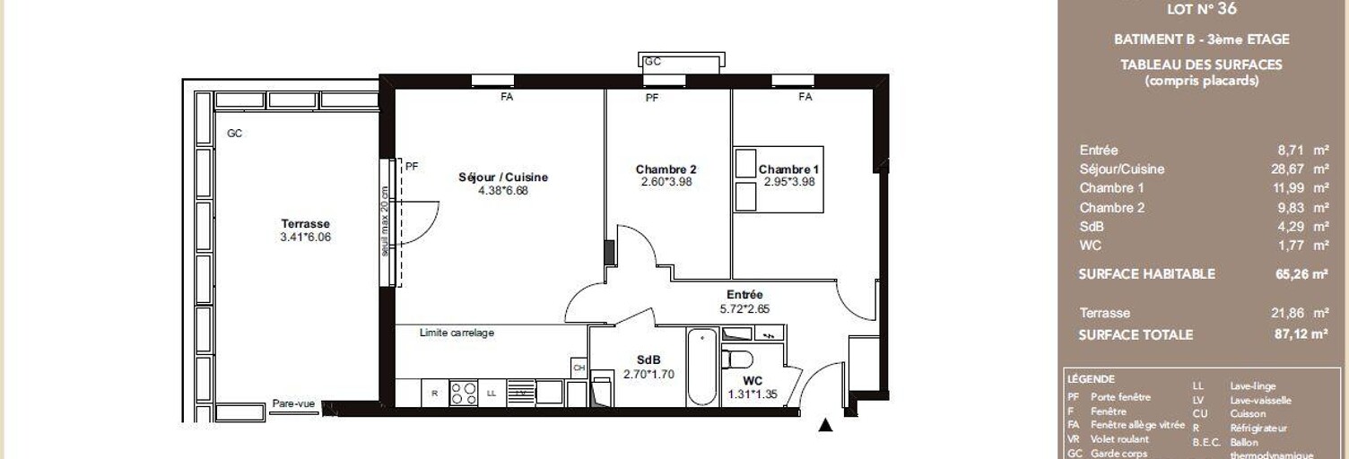Appartement 3 Pièces 65 m² à vendre à Bruges (33520)