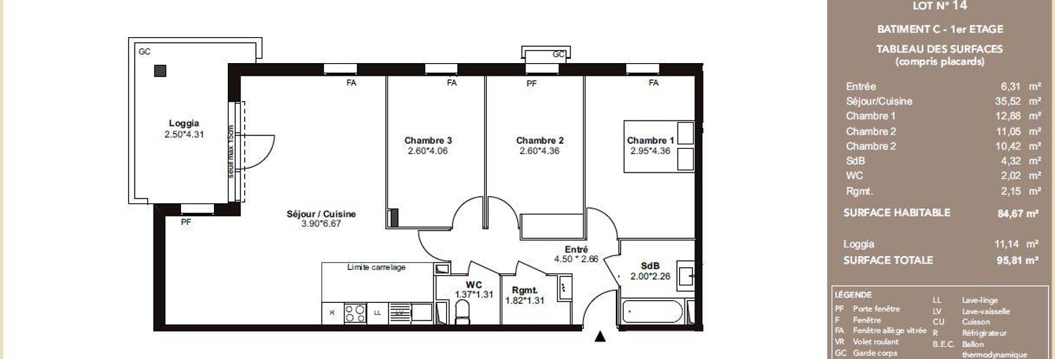 Appartement 4 Pièces 84 m² à vendre à Bruges (33520)