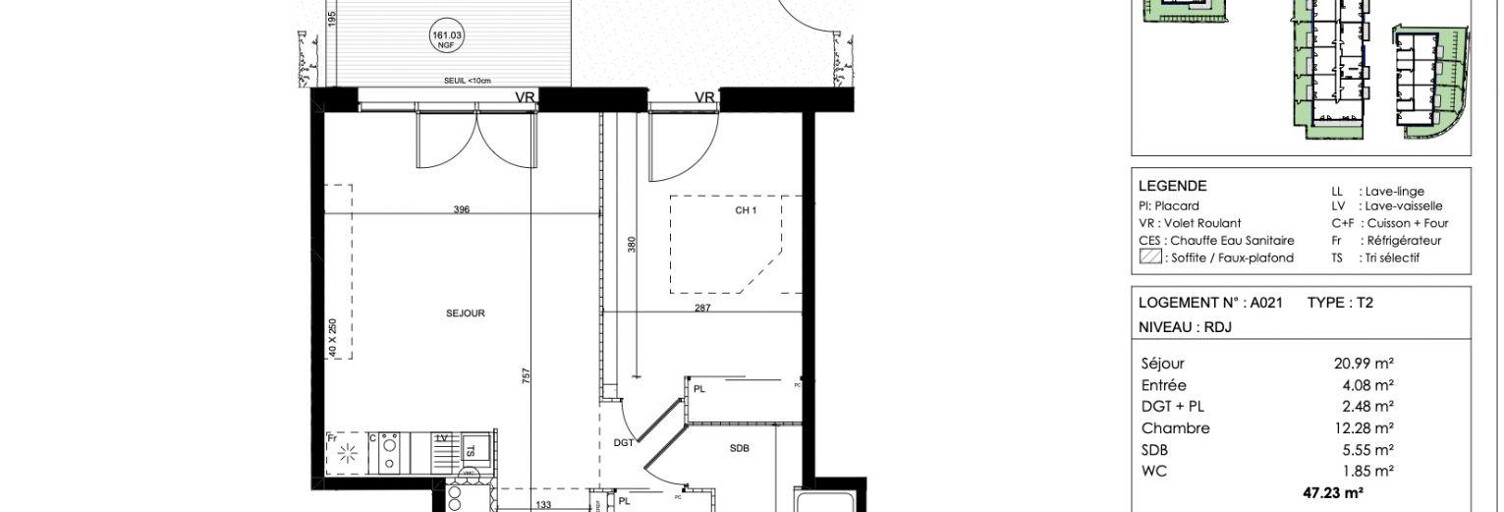 Appartement 2 Pièces 47 m² à vendre à L'Union (31240)