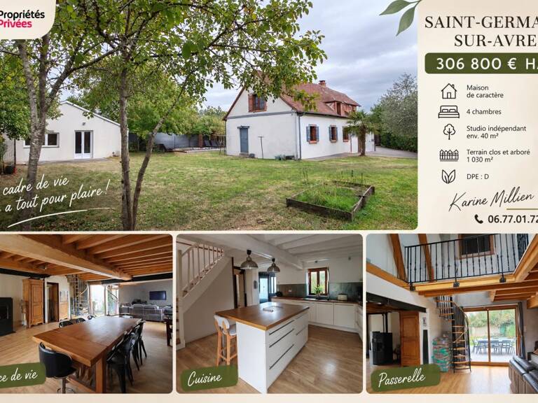 SAINT GERMAIN SUR AVRE Maison individuelle avec studio aménagé - 1 étage - 4 chambres - Petites dépendances pour stockage - Terrain - 306800  HAI — photo 1