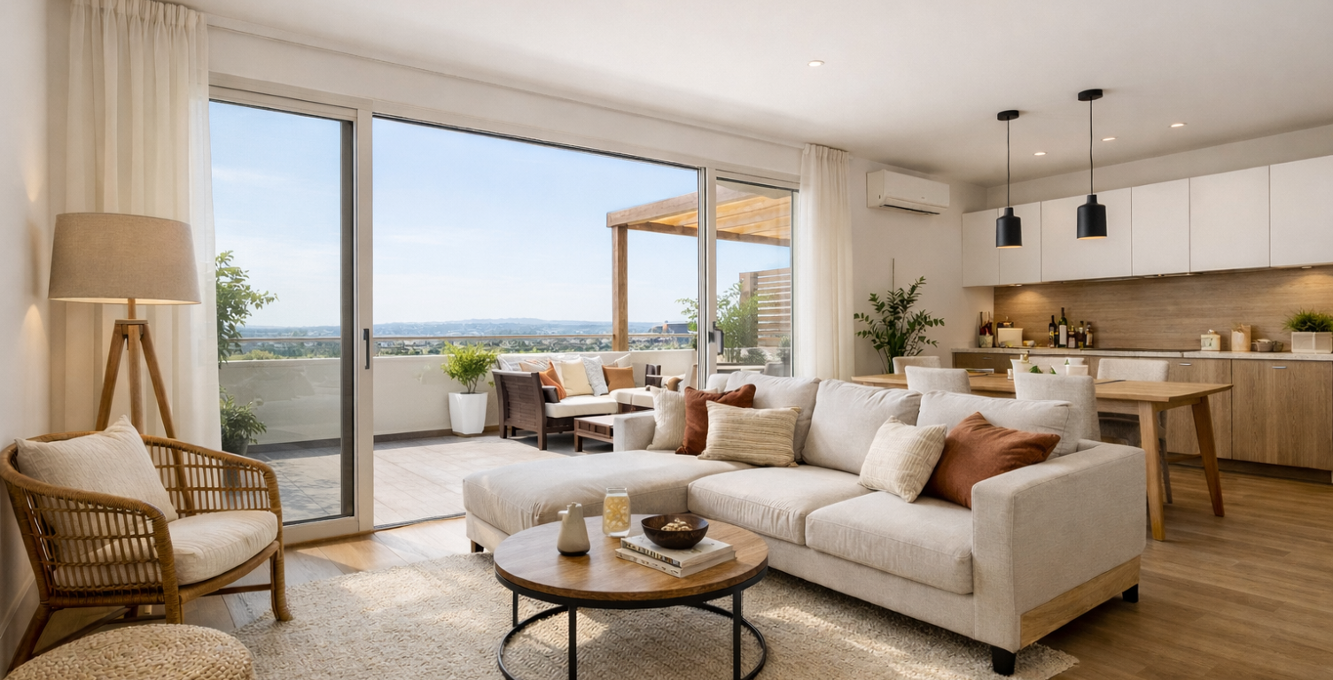 DERNIER ETAGE, TERRASSE SUD DE 20 M² AVEC VUE DOMINANTE POUR CET APPARTEMENT T3 DE 60 M² — photo 1