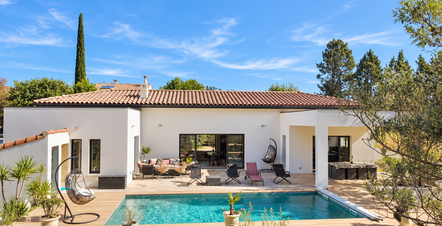 Villa contemporaine de plain-pied avec piscine située à Bagard — photo 1