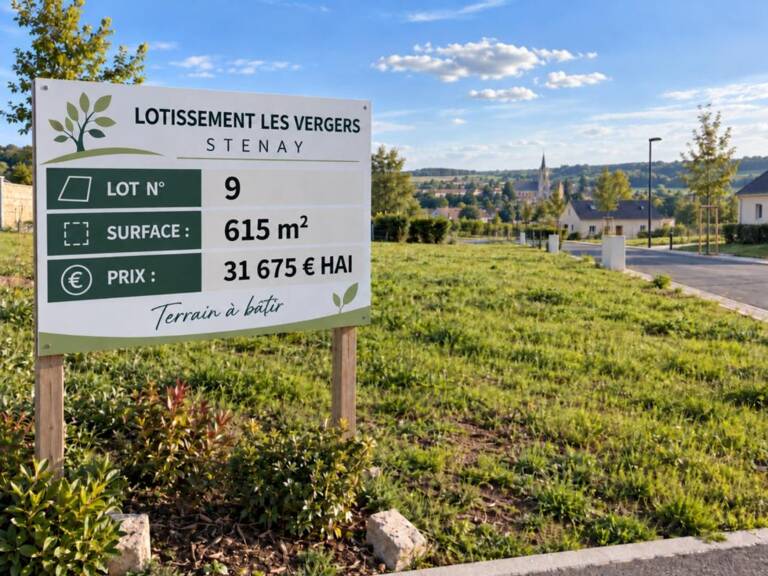 Stenay 55700 terrain à bâtir viabilisé 615 m² Lot n° 9   |   Lotissement Les Vergers   |   31 675 € honoraires inclus — photo 1