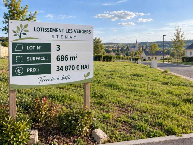 Stenay 55700 terrain à bâtir viabilisé 686 m² Lot n° 3   |   Lotissement Les Vergers   |   34 870 € honoraires inclus — photo du bien