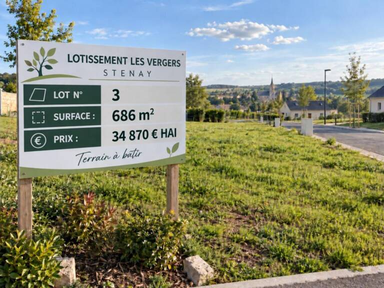 Stenay 55700 terrain à bâtir viabilisé 686 m² Lot n° 3   |   Lotissement Les Vergers   |   34 870 € honoraires inclus — photo 1