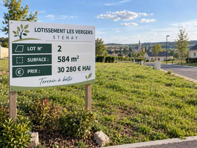 Stenay 55700 terrain à bâtir viabilisé 584 m² Lot n° 2   |   Lotissement Les Vergers   |   30 280 € honoraires inclus — photo du bien