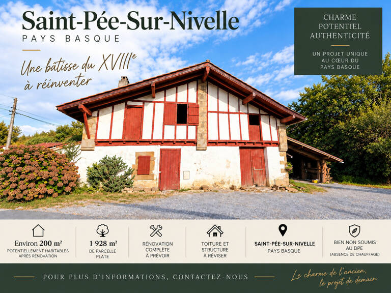 Saint-Pée-sur-Nivelle Une bâtisse du XVIIIᵉ à réinventer, près de 200 m² de potentiel — photo 1