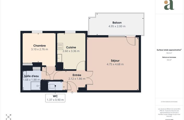 Grand T2 lumineux avec terrasse et garage en vente à  Bron (69500) — photo 5