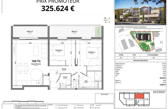 Appartement LA FRANQUI 3 pièce(s) 62,62 m2 — photo 2