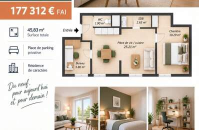 T2 Bis neuf de 45,83 m², un appartement pensé pour conjuguer confort et polyvalence ! — photo du bien