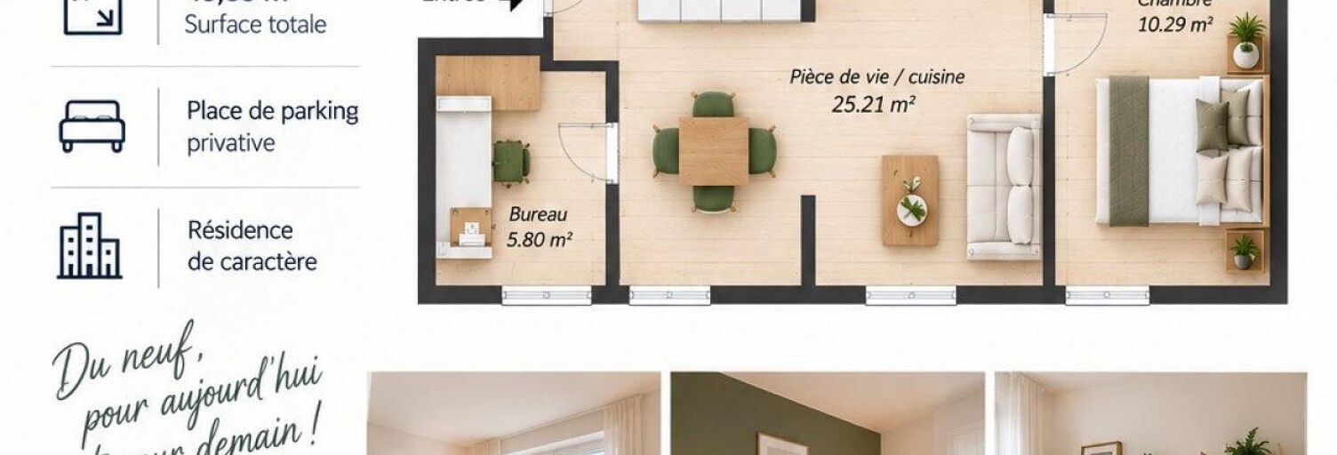 Appartement 3 Pièces 45 m² à vendre à Morlaix (29600)