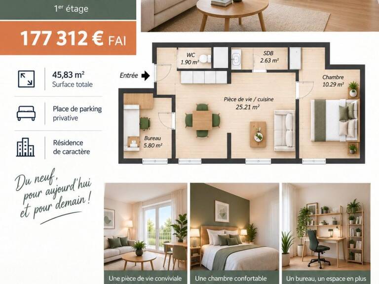 T2 Bis neuf de 45,83 m², un appartement pensé pour conjuguer confort et polyvalence ! — photo 1