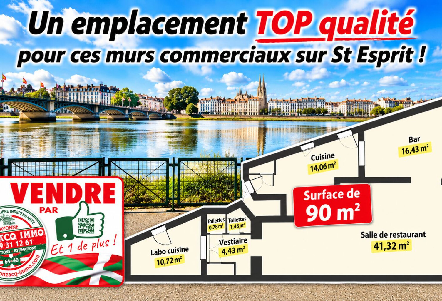 Local commercial de 90 m² avec visibilité optimale — photo 1