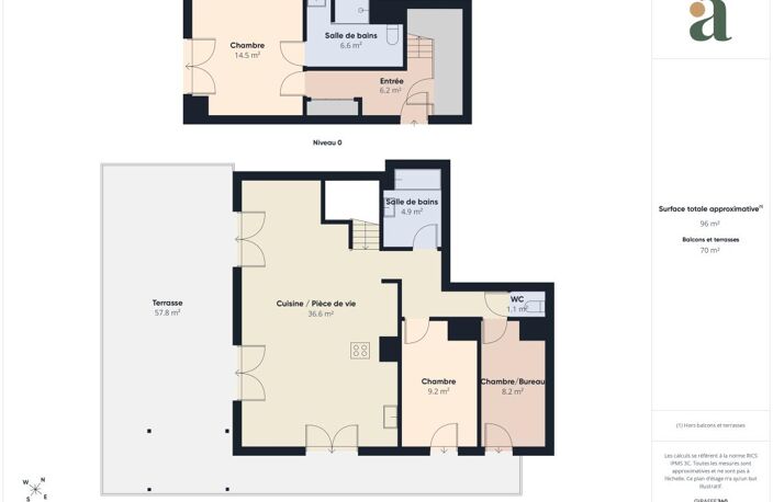 Superbe duplex esprit « maison sur le toit  » 96 m² + 70 m² de terrasses plein Sud en vente à Asnières-sur-Seine (92600) — photo 3