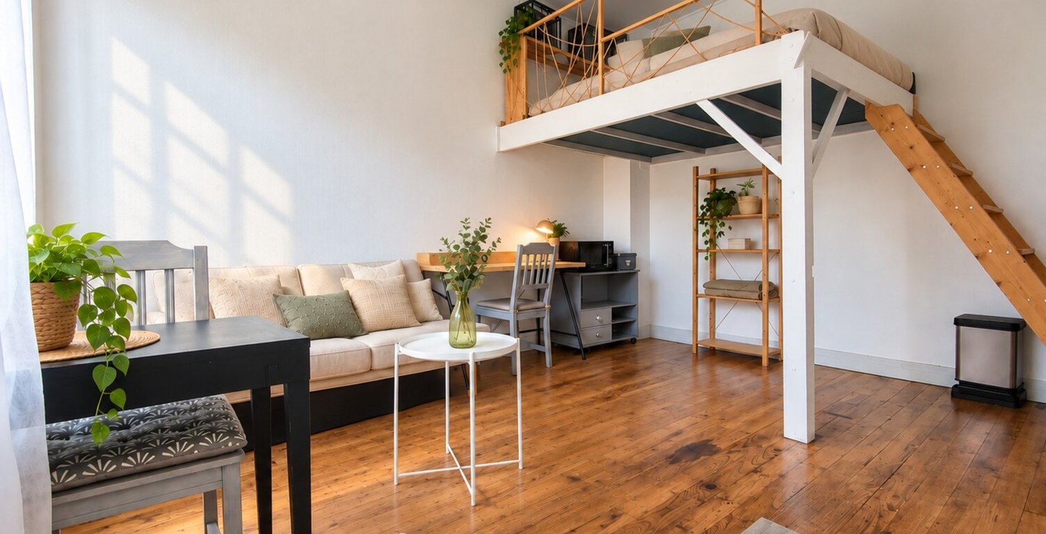 BORDEAUX SAINT-GENÈS / VICTOIRE – STUDIO RÉNOVÉ AVEC ESPACE NUIT EN MEZZANINE – VENDU MEUBLÉ — photo 1