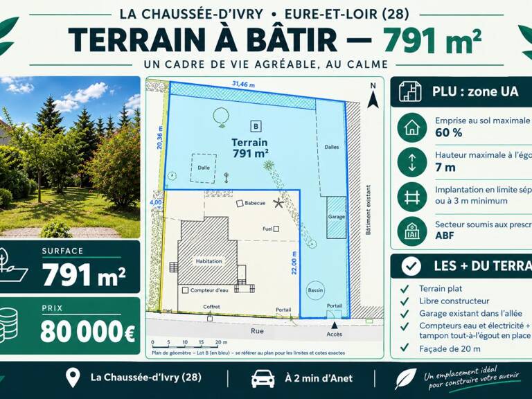 LA CHAUSSEE D'IVRY (28) - Terrain à bâtir - 791m² — photo 1