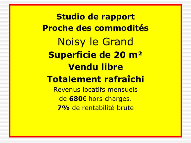Studio Noisy Le Grand 1 pièce(s) 20 m2 totalement rafraîchi — photo 1