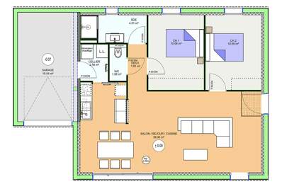 Projet de construction d'une maison 69.93 m² avec terrain à BROMONT-LAMOTHE (63) — photo du bien