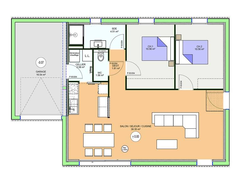 Projet de construction d'une maison 69.93 m² avec terrain à BROMONT-LAMOTHE (63) — photo 1