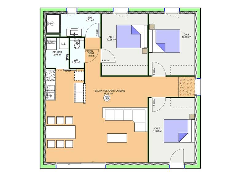 Projet de construction d'une maison 80.07 m² avec terrain à CEBAZAT (63) — photo 1