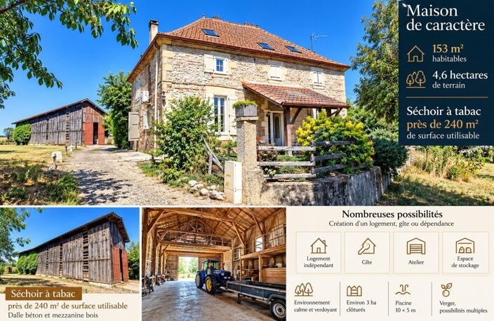 Maison en pierre  153 m²  4,58 ha  Piscine Dépendances — photo 4