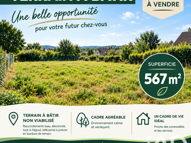 Vente Terrain à bâtir 567 m&sup2; — photo du bien