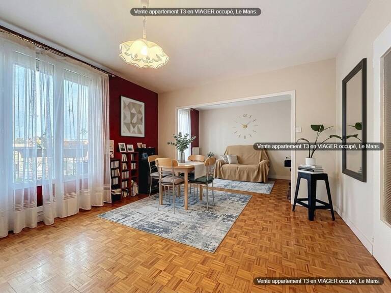 LE MANS – VIAGER OCCUPÉ – APPARTEMENT 3 PIÈCES AVEC BALCON, ASCENSEUR ET CAVE — photo 1