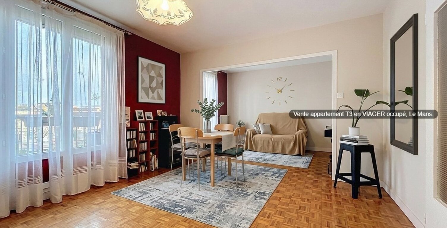 LE MANS – VIAGER OCCUPÉ – APPARTEMENT 3 PIÈCES AVEC BALCON, ASCENSEUR ET CAVE — photo 1