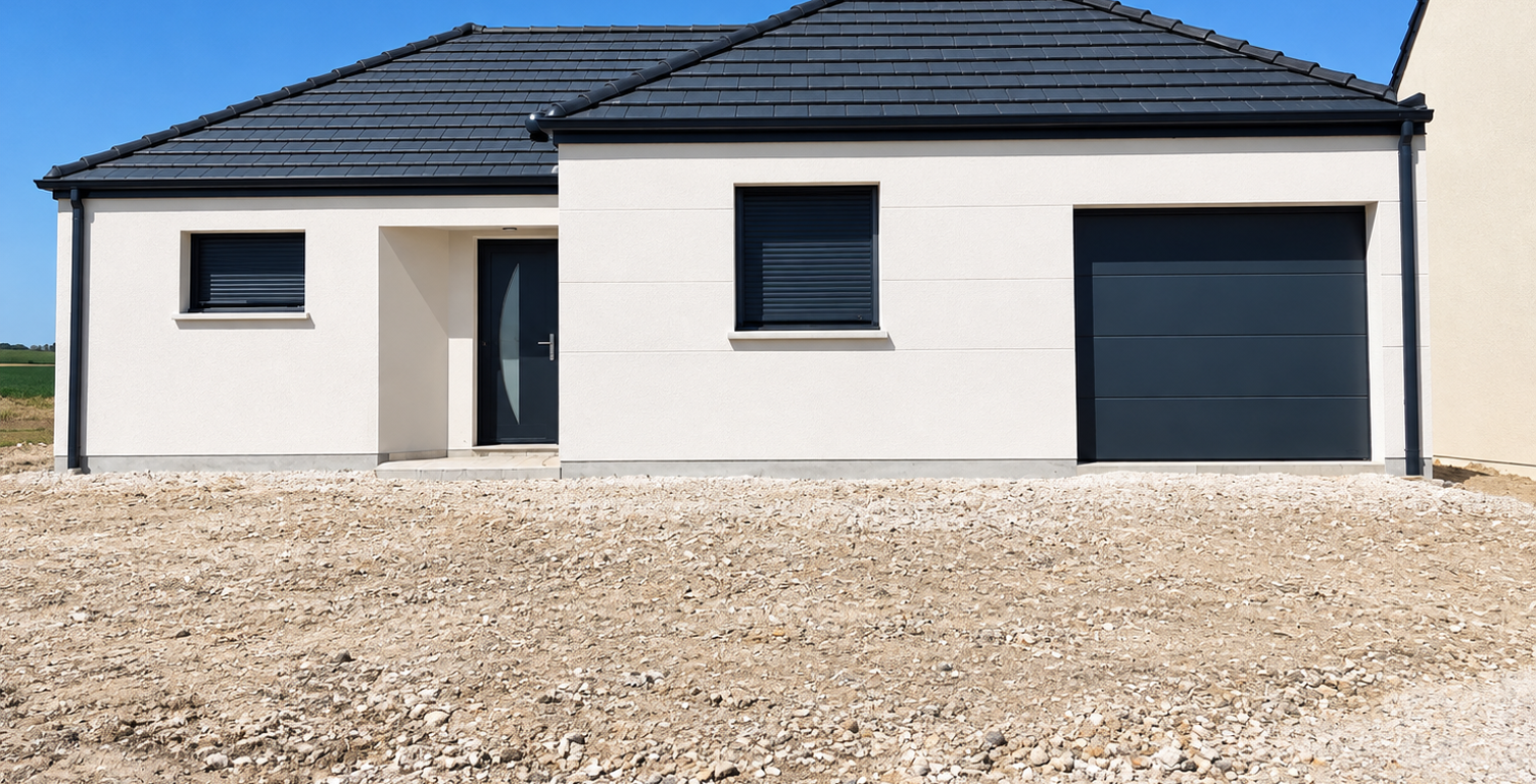 Maison plain pied en L avec garage et 3 chambres — photo 1