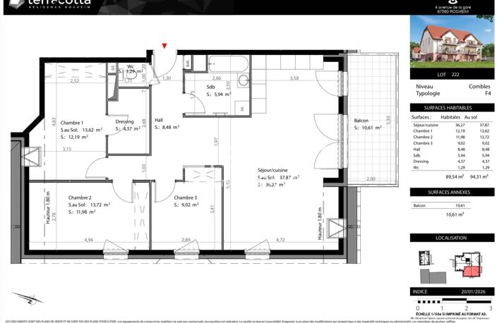 T4 neuf  Dernier étage  94 m² sol + balcon  Rosheim — photo 4