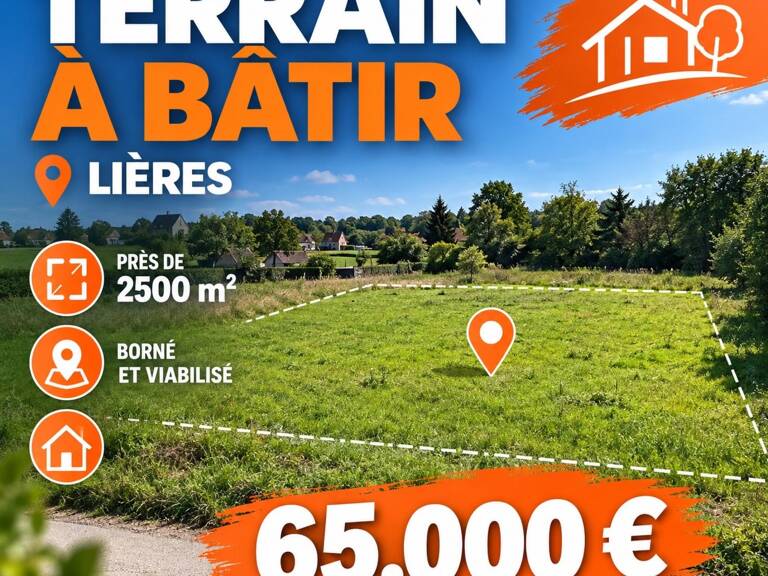 Terrain à bâtir près de 2 500 m²- Lières -65 000 € — photo 1