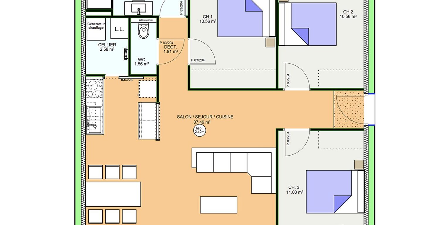 Projet de construction d'une maison 80.07 m² avec terrain à LE VERNET (03) — photo 1