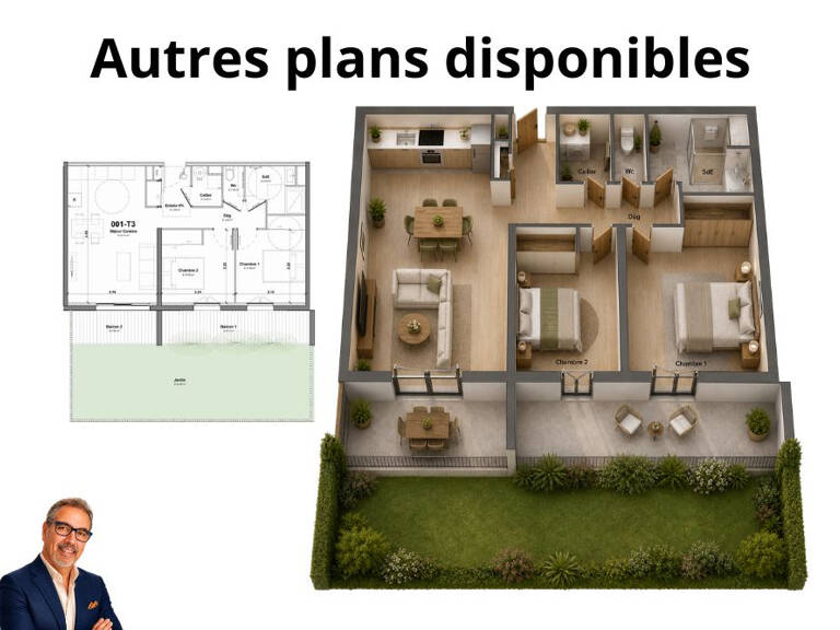 T3 avec jardin, terrasses et parking — photo 1