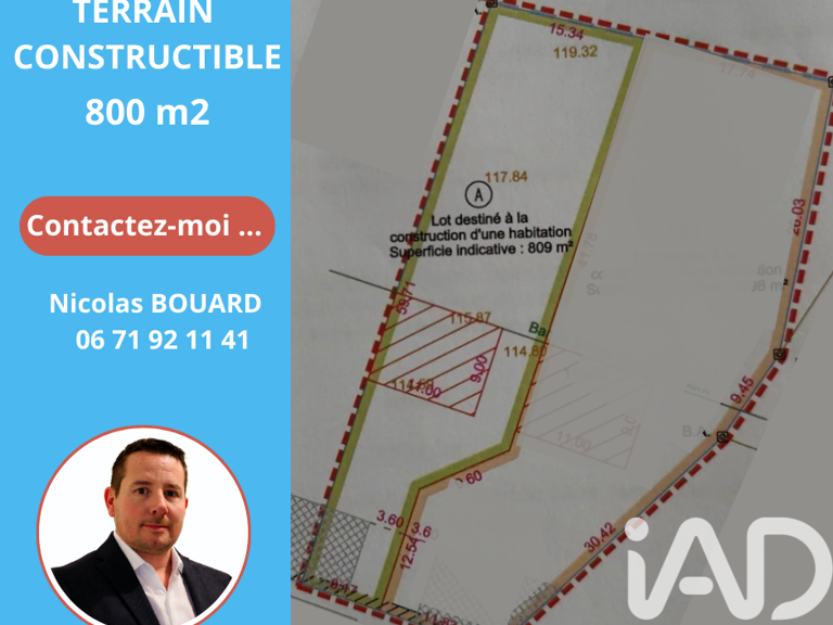 Vente Terrain à bâtir 809 m&sup2; — photo 1