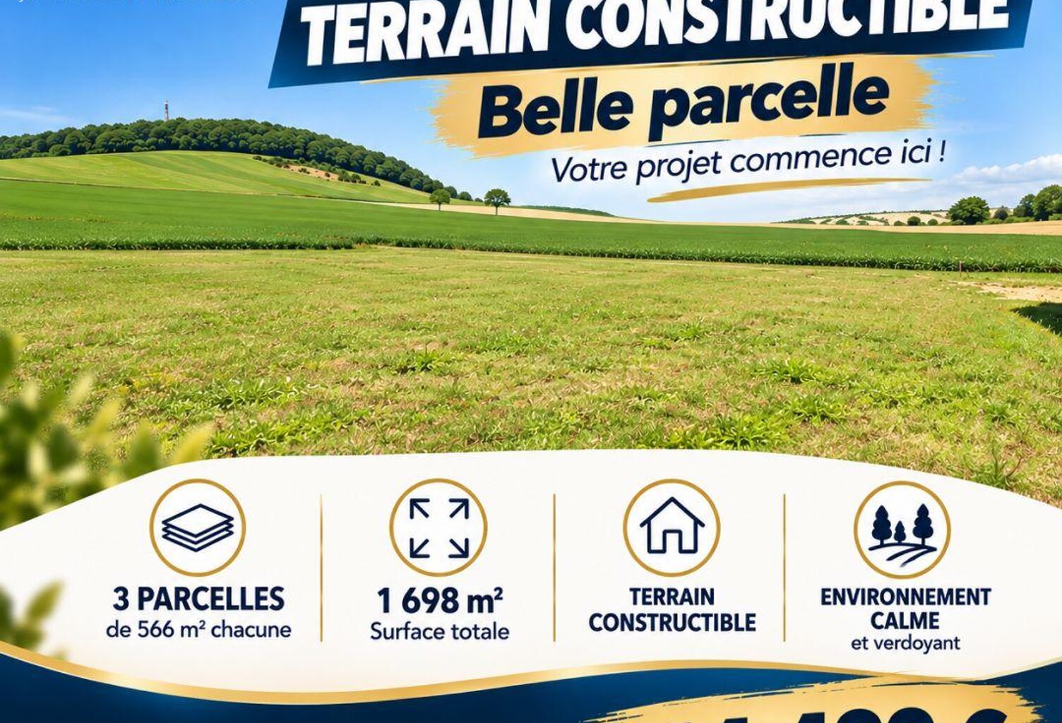 Vente Terrain 1 698 m&sup2; — photo 1