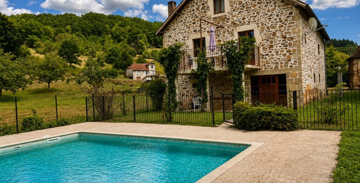 Gagnac-sur-Cère – Grange restaurée avec piscine et vue sur la campagne — photo 1