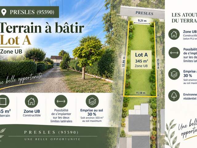 PRESLES (95) - Terrain à bâtir - 345m² — photo du bien
