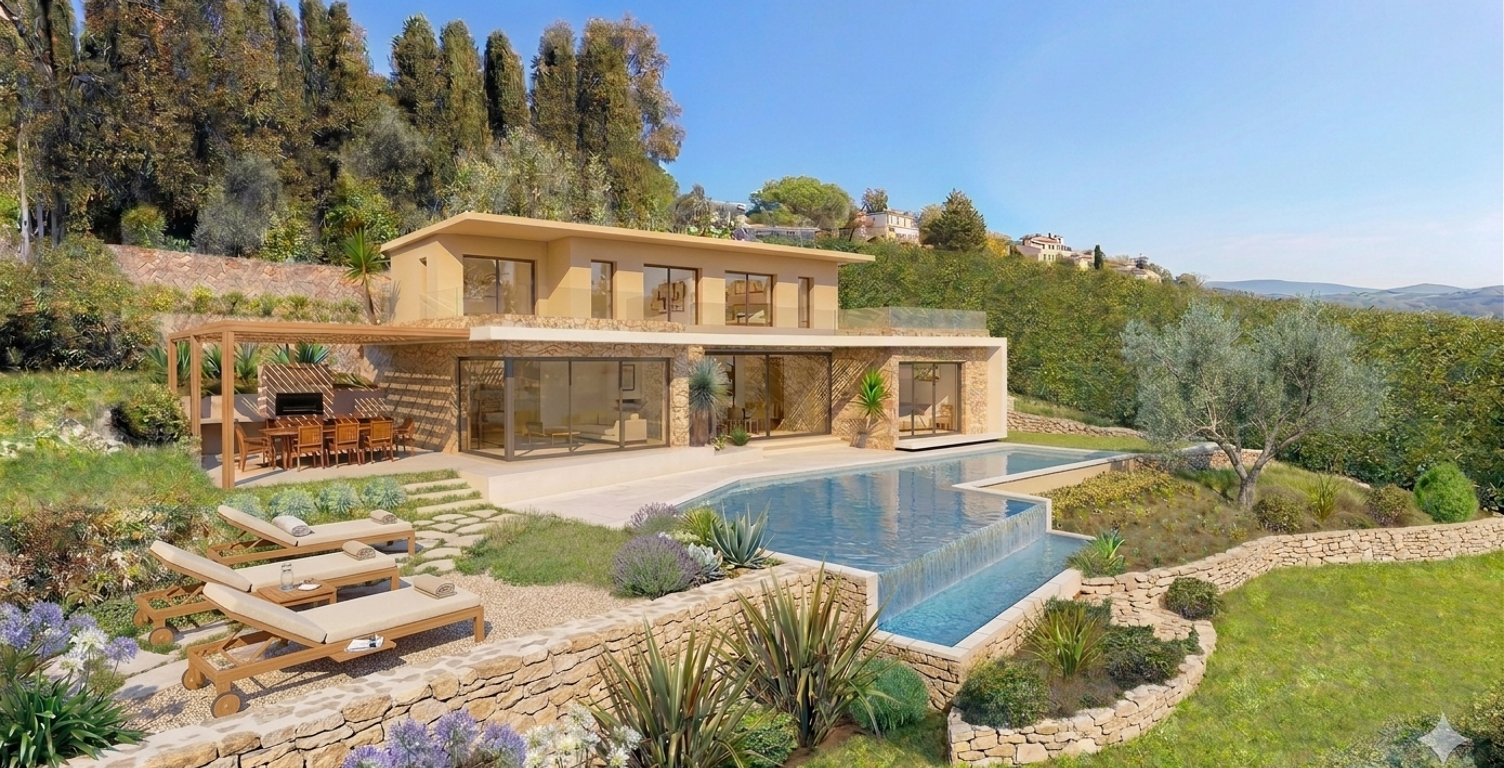 EXCLUSIVITE VENCE - Terrain à bâtir avec vue mer — photo 1