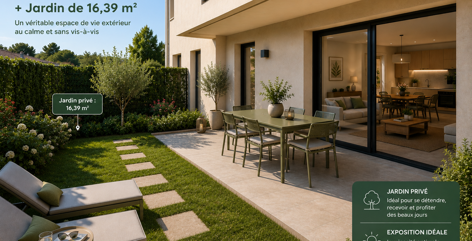 -Aux portes d'Éguilles – T3 neuf avec jardin privé  — photo 1