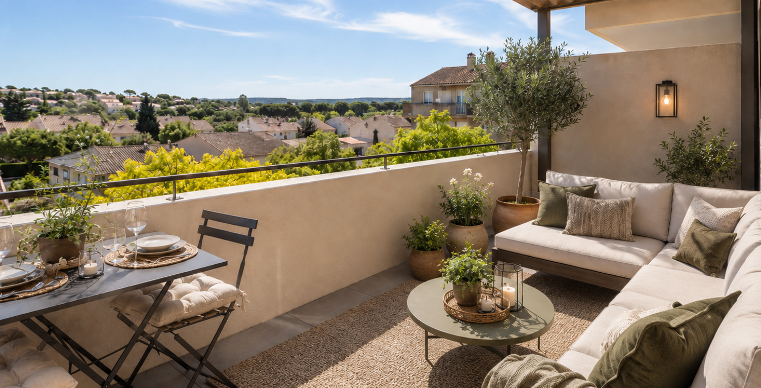 - VITROLLES ROCHER - T2 en dernier étage avec grande terrasse — photo 1