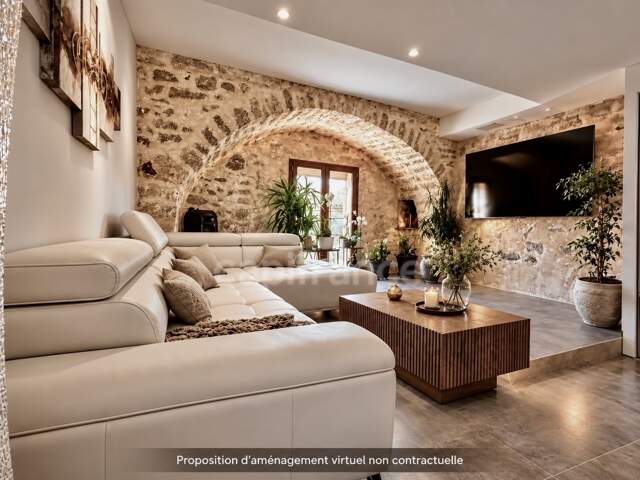 GIGEAN(34), À VENDRE MAISON DE VILLAGE RÉNOVÉE P4, SURFACE TOTALE 126 m2, TERRASSE 10 m2, GARAGE 26 m2, CENTRE VILLE — photo du bien