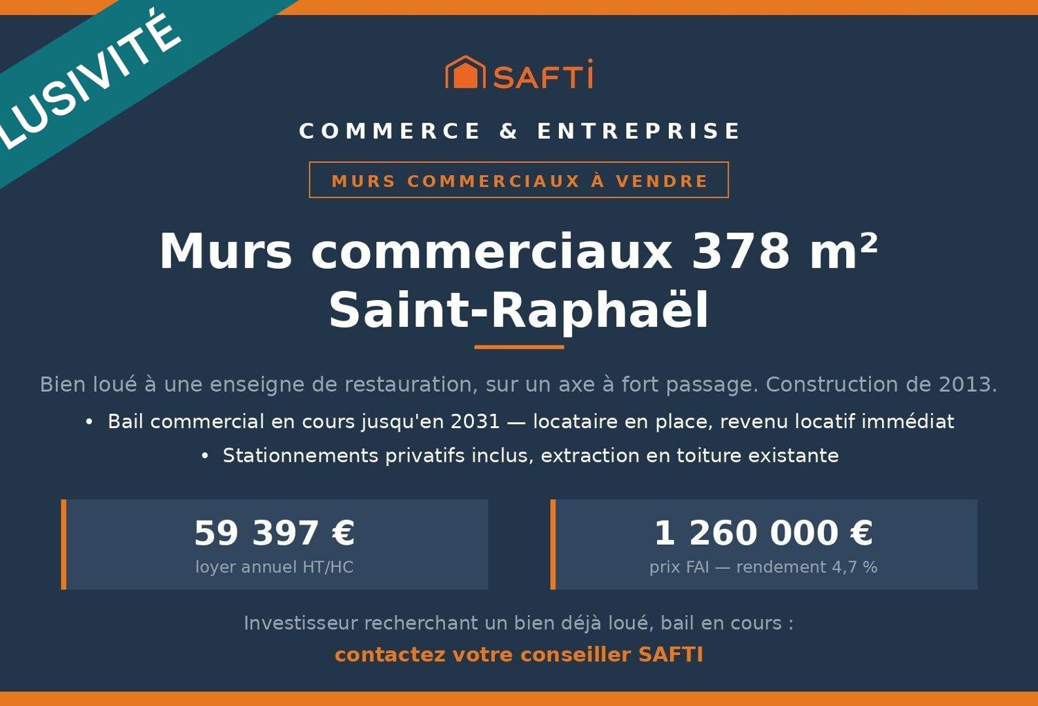 Murs commerciaux loués, 378 m², Saint-Raphaël — photo 1