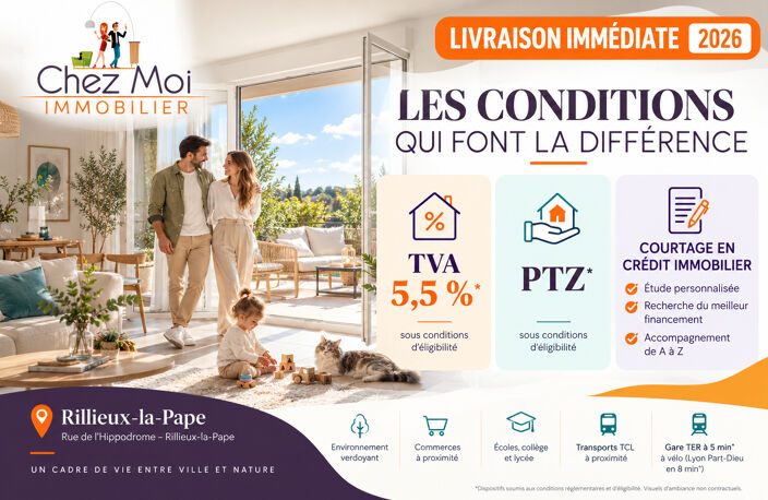LIVRAISON IMMÉDIATE / T3 NEUF À RILLIEUX-LA-PAPE / 239 000  / TVA 5,5% /  68.61 m2 — photo 4