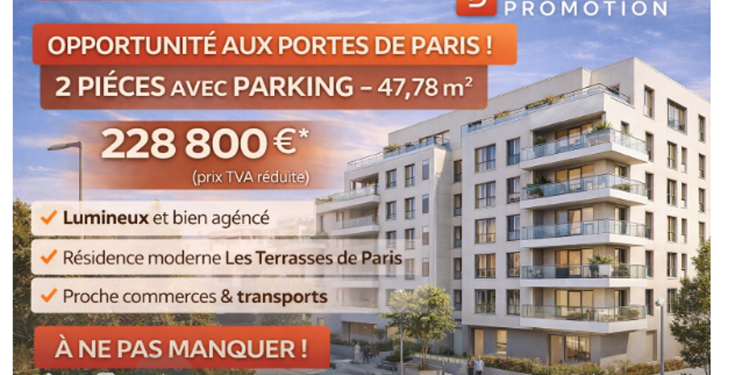 A SAISIR CENTRE VILLE DE EPINAY SUR SEINE – 2 PIÈCES AVEC PARKING AUX PORTES DE PARIS ! — photo 1