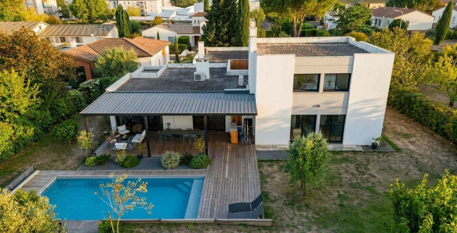 À vendre Balma – Maison d'architecte 5 chambres piscine garage + T4 loué — photo 1