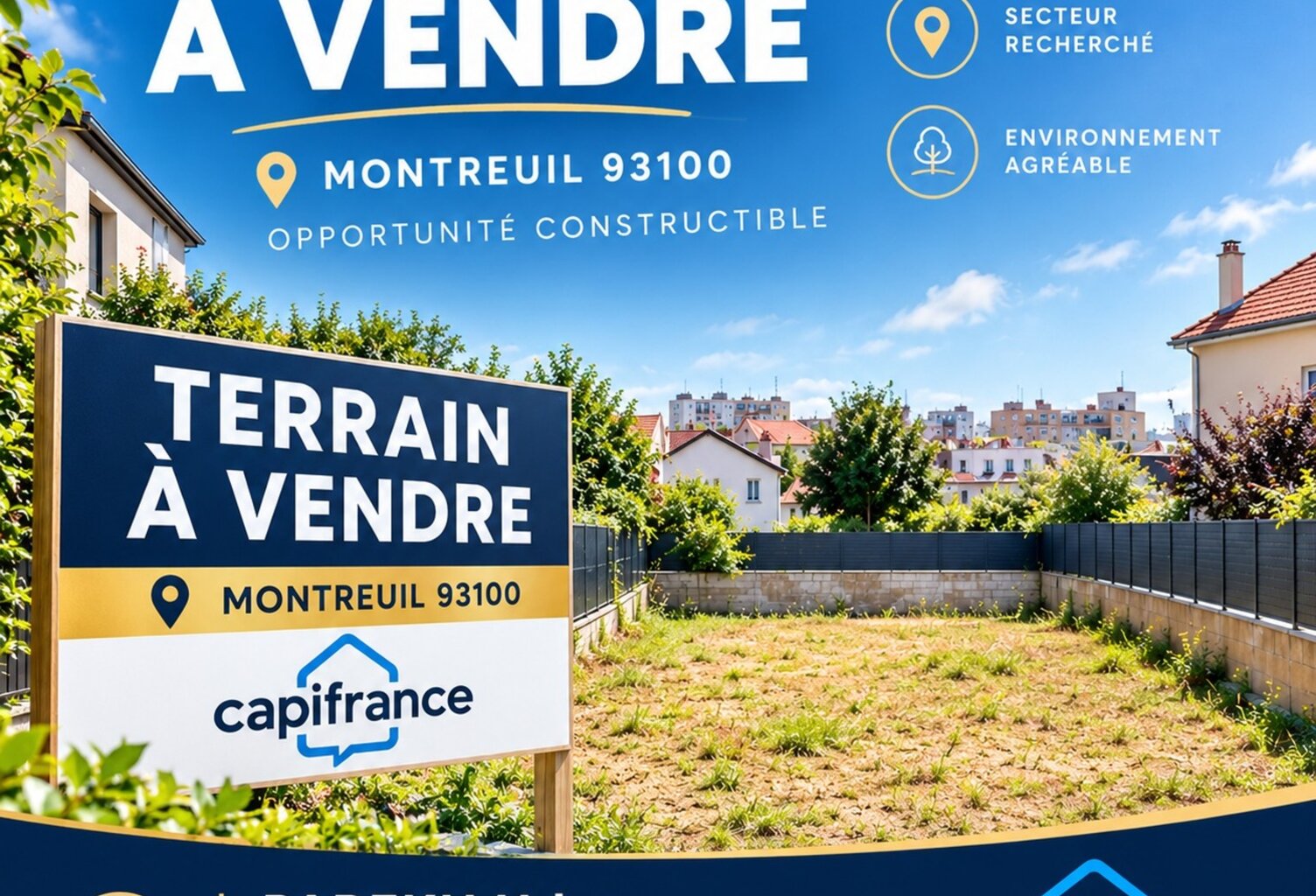 Terrain de 164 m² – Projet R+2 – À 5 min du métro ligne 11 — photo 1