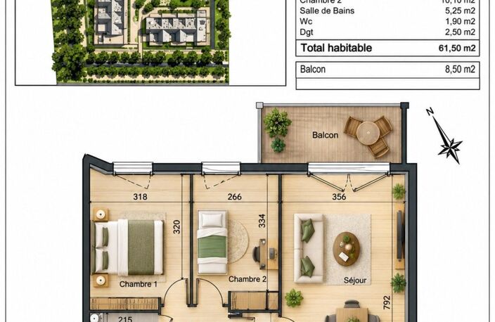 Beau 3 pièces avec terrasse et double parking ! — photo 2