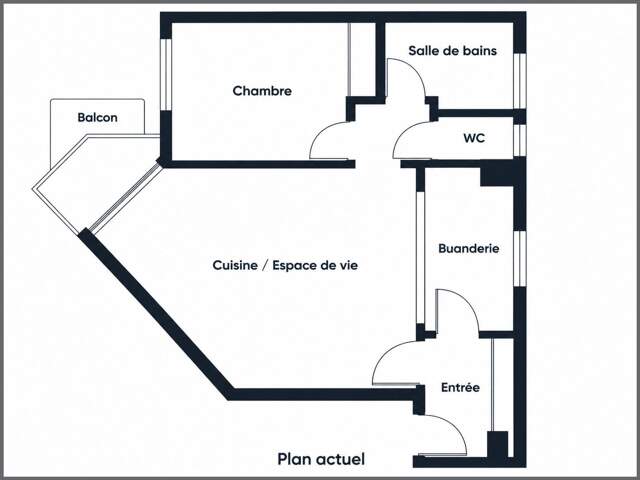 2 pièces avec balcon au 5e avec ascenseur — photo du bien